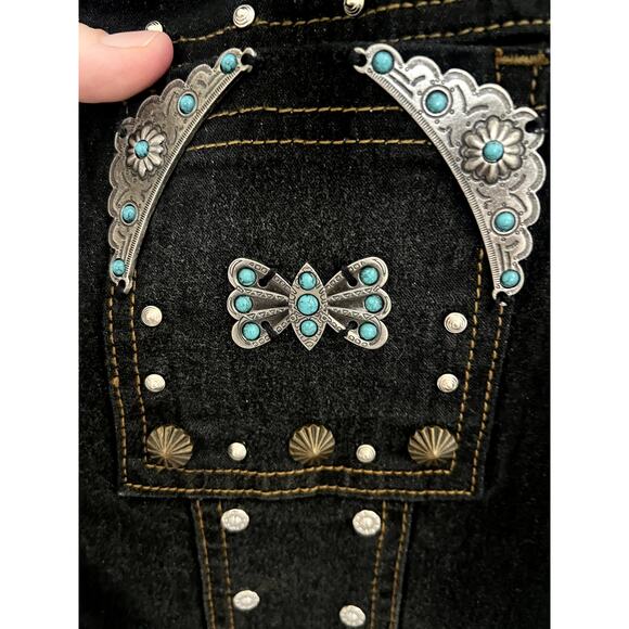 Diane Gilman 1x Fashion Vest cowboy rodeo vntg country plus size colorful denim - Picture 5 of 9